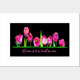 Amsterdam Holland Tulip Flower Watercolor Women Girls Gardener Posters and Art